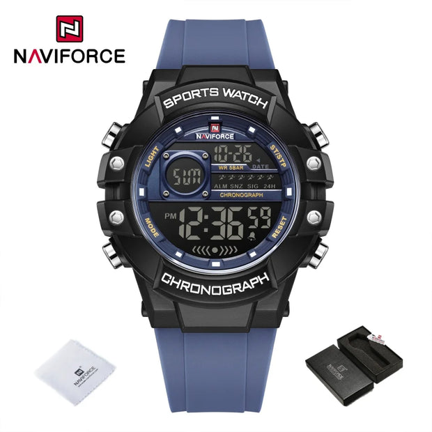 New NAVIFORCE Multi Functional Men's Watches Gas phase Digital Display Screen Silicone Strap Boy's Electronic Sports Male Clocks