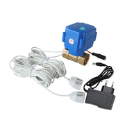 1/2"(DN15) 3/4"(DN20) 1" (DN25) Brass Water Valve with 2pc 6-Meter Water Sensor for Home Alarm Security Protection