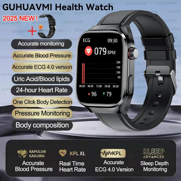 2025 New For Xiaomi Five organ examination Smart Watch Men ECG+PPG Uric Acid Blood Fat Bluetooth Call Sports Health Smartwatches