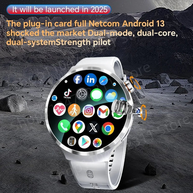 New Android 13.0 Dual System Smartwatch 4G Wifi GPS Smart Watch 210° Rotary Camera Heart rate Blood pressure Sim Card Gobal Call