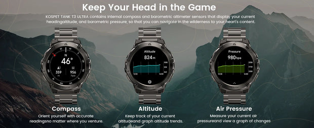 HIDAMEL T3E GPS Smart Watch For Men Compass Altimeter Altitude Stainless Steel Shell 5ATM IP69K Waterproof 470mAh AMOLED Watches