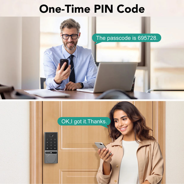 Smart Lock, Fingerprint Keyless Entry Door Lock with Doorbell, Electronic Deadbolt with App Control, Waterproof, with Bluetooth