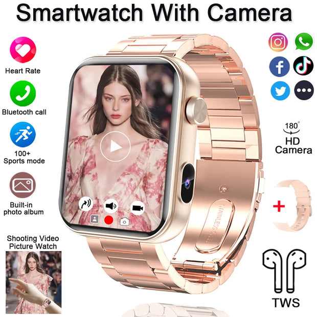 New Smart Watch Women Men Camera Take Photo Record Video Heart rate Sports Fitness Waterproof Bluetooth Call For Android iOS