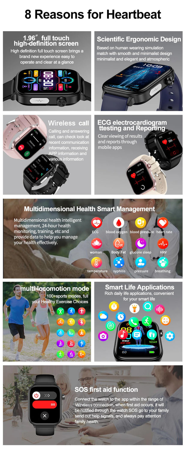 LIGE 2025 New ECG+PPG AI Healthy Diagnose Smart Watch Men Women Blood Lipid Uric Acid Female Menstrual Health Tracker Smartwatch