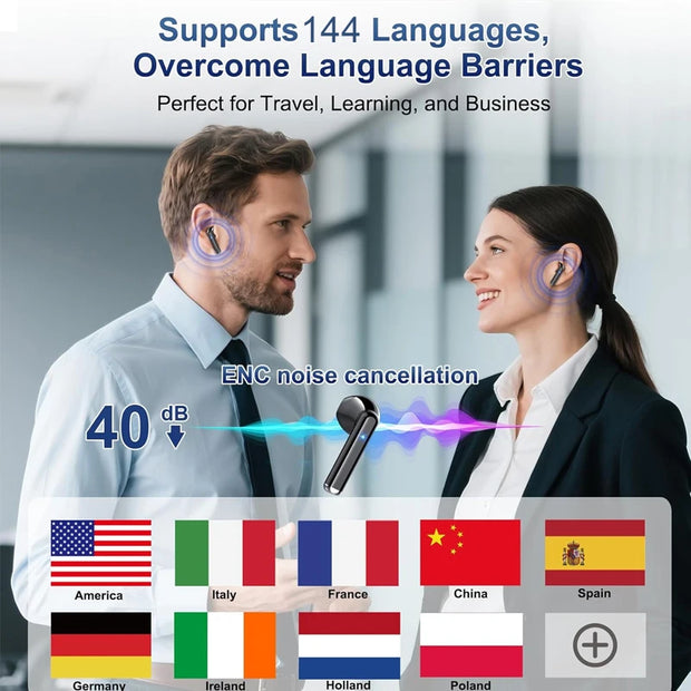AI Language Translator Earbuds 3 in 1 Accents Translator Earphone Real Time 144 Languages Accents for Travel Business Learning