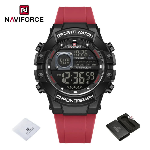 New NAVIFORCE Multi Functional Men's Watches Gas phase Digital Display Screen Silicone Strap Boy's Electronic Sports Male Clocks