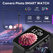 New Smart Watch Women Men Camera Take Photo Record Video Heart rate Sports Fitness Waterproof Bluetooth Call For Android iOS