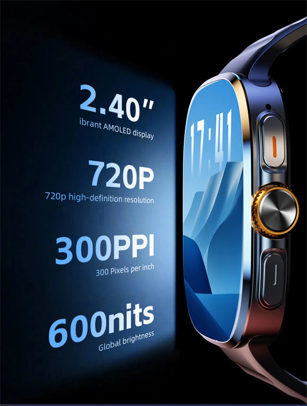 8GB+128GB RAM 5G/4G Android 9.0 Smart Watch 2.4 inch AMOLED 2100mah Battery 1000W Camera GPS WIFI Google APP Download Smartwatch