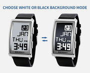 Electronic Digital Watch for Men Fitness Ink Wristwatch Stainless Steel Case Leather Strap 3ATM Waterproof Men Sport Watch Ink