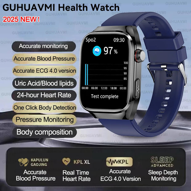 2025 New For Xiaomi Five organ examination Smart Watch Men ECG+PPG Uric Acid Blood Fat Bluetooth Call Sports Health Smartwatches
