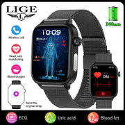 LIGE 2025 New ECG+PPG AI Healthy Diagnose Smart Watch Men Women Blood Lipid Uric Acid Female Menstrual Health Tracker Smartwatch