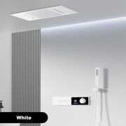 Luxury Brass Gun Grey Thermostatic LED Digital Display 3 Spray Modes Shower System.Ceiling-Embedded Waterfall Outlet Bath Mixer