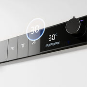 Luxury Brass Gun Grey Thermostatic LED Digital Display 3 Spray Modes Shower System.Ceiling-Embedded Waterfall Outlet Bath Mixer