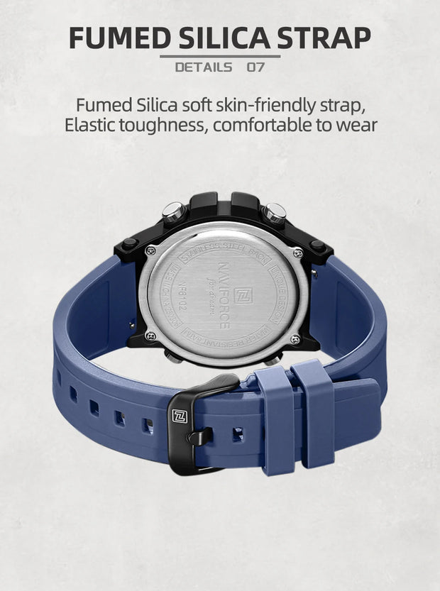 New NAVIFORCE Multi Functional Men's Watches Gas phase Digital Display Screen Silicone Strap Boy's Electronic Sports Male Clocks