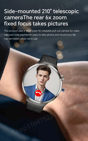 New Android 13.0 Dual System Smartwatch 4G Wifi GPS Smart Watch 210° Rotary Camera Heart rate Blood pressure Sim Card Gobal Call