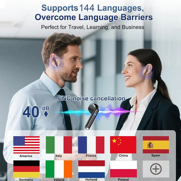 UYUXIO Real Time AI Language Translator Earphone 3 in 1 Translating Earbuds with 144 Languages Accents Headphone Ear Buds
