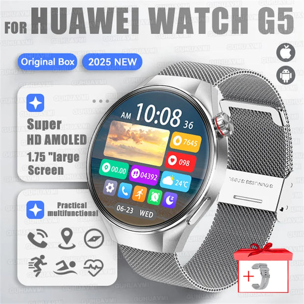 2025 New Sports Business Watch G5 PlUS Smart Watch Men 1.75"HD AMOLED Screen GPS track Heart Rate Compass Voice Call Smart Watch