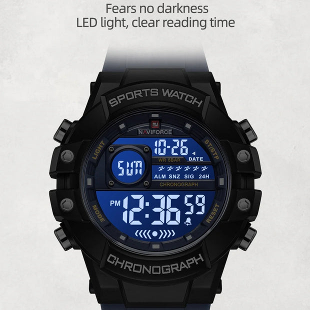 New NAVIFORCE Multi Functional Men's Watches Gas phase Digital Display Screen Silicone Strap Boy's Electronic Sports Male Clocks