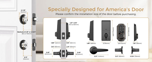 ARPHA Smart Lock D289L Set WiFi Video Smart Lock with Camera & Doorbell 5-in-1 Keyless Entry Fingerprint Door Lock Two-Way Audio