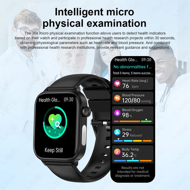 LIGE 2025 New ECG+PPG AI Healthy Diagnose Smart Watch Men Women Blood Lipid Uric Acid Female Menstrual Health Tracker Smartwatch