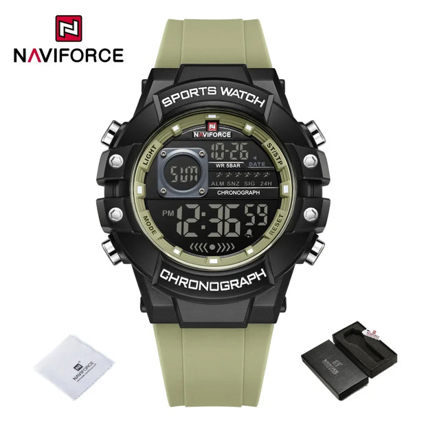 New NAVIFORCE Multi Functional Men's Watches Gas phase Digital Display Screen Silicone Strap Boy's Electronic Sports Male Clocks