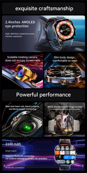 8GB+128GB RAM 5G/4G Android 9.0 Smart Watch 2.4 inch AMOLED 2100mah Battery 1000W Camera GPS WIFI Google APP Download Smartwatch