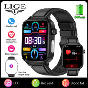 LIGE 2025 New ECG+PPG AI Healthy Diagnose Smart Watch Men Women Blood Lipid Uric Acid Female Menstrual Health Tracker Smartwatch