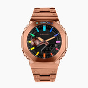 Digital Sports Electronic Unisex Watch Full Function LED Alloy Large Dial World Time Steel Strap GMB Oak Series