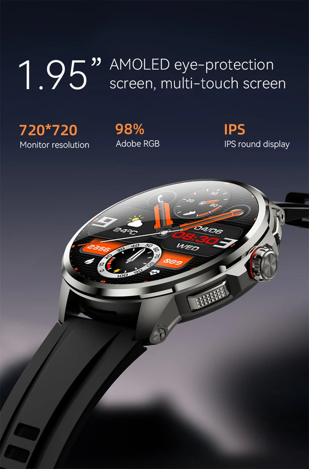 4G/5G Full Network Smart Watch 720*720 AMOLED Screen 900W Pixel Video Call 8GB+128GB RAM 2100 mAh WIFI GPS Google APP Smartwatch
