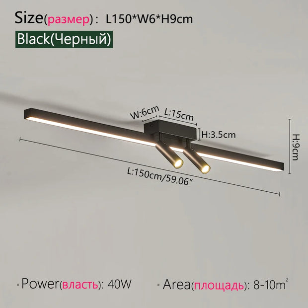 Modern LED Line Ceiling Lamp modern Living Room Dining Room Master Bedroom Study Fixture Gold Black Ceiling Lights Illumination