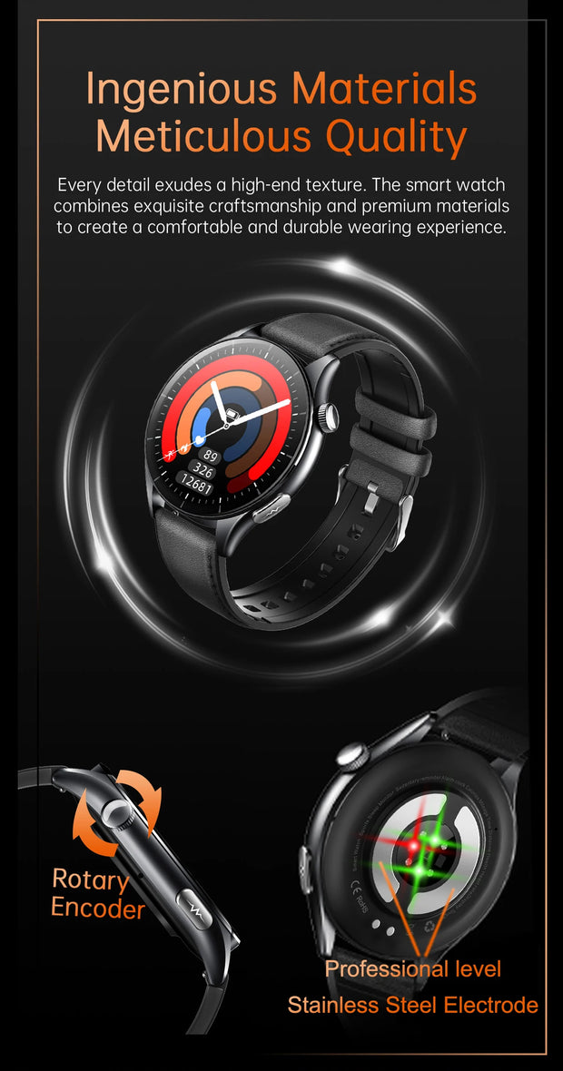 2025 New Health Analysis ECG+PPG Smart Watch Body Fat Uric Acid Blood Pressure Heart Rate Tracker NFC Smartwatch For Android IOS