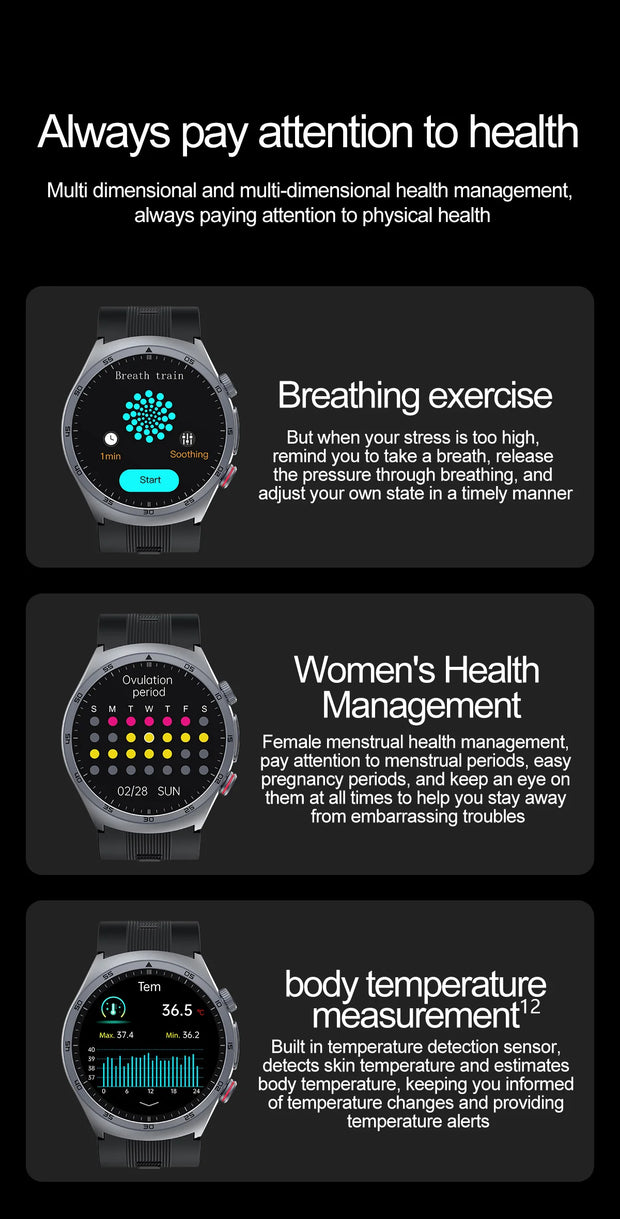 Airbag Smart Watch For huawei 2025 New health watch mens air Pump True Accurately Blood Pressure watches Uric Acid Blood Lipids