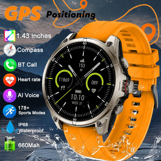2025 New For Huawei GPS Smart Watch Men 466*466 AMOLED HD Precise GPS Compass BT Call Health Monitor IP69 Waterproof SWIM Watch