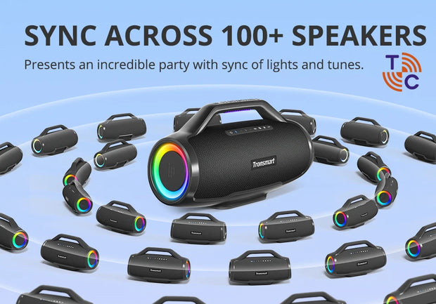 Tronsmart Bang Max Speaker Bluetooth Speaker with 130W, 3 Way Sound System, Sync Up 100+ Speakers, APP Control, Guitar/Mic Input