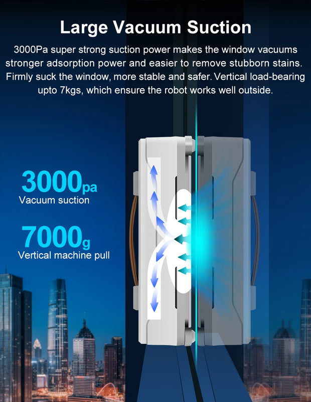Window Vacuum Robot Cleaner ABIR WD8, Dual Ultrasonic Spray, AI intelligent Wipping, Updated Laser,Smart Home Glass Wall Washing