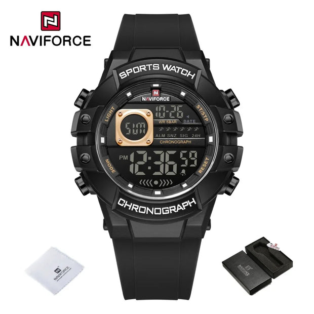 New NAVIFORCE Multi Functional Men's Watches Gas phase Digital Display Screen Silicone Strap Boy's Electronic Sports Male Clocks