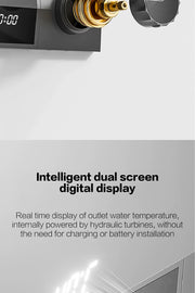 Luxury gun gray brass shower system intelligent LED digital display design, wall mounted dual control cold & hot 4-function Tap