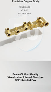 Luxury Brass Gun Grey Thermostatic LED Digital Display 3 Spray Modes Shower System.Ceiling-Embedded Waterfall Outlet Bath Mixer