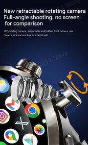 New Android 13.0 Dual System Smartwatch 4G Wifi GPS Smart Watch 210° Rotary Camera Heart rate Blood pressure Sim Card Gobal Call