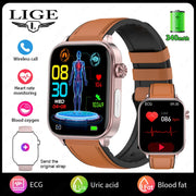 LIGE 2025 New ECG+PPG AI Healthy Diagnose Smart Watch Men Women Blood Lipid Uric Acid Female Menstrual Health Tracker Smartwatch