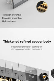 Luxury gun gray brass shower system intelligent LED digital display design, wall mounted dual control cold & hot 4-function Tap