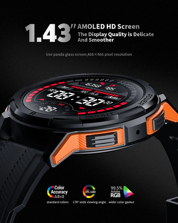 Oukitel SmartWatch BT10 Watch  Sport  2024  For Men 410mAh 1.43 Inch BT5.2  Men's Smartwatch