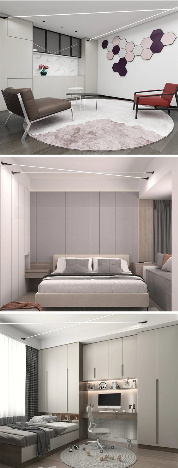 Modern Black White Linear Wall Lamp Skyline Wall Sconce Background LED Bar Strip Living Room Home Decor Lights Bathroom Fixture