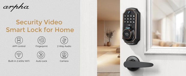 ARPHA Smart Lock D289L Set WiFi Video Smart Lock with Camera & Doorbell 5-in-1 Keyless Entry Fingerprint Door Lock Two-Way Audio