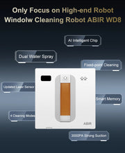 Window Vacuum Robot Cleaner ABIR WD8, Dual Ultrasonic Spray, AI intelligent Wipping, Updated Laser,Smart Home Glass Wall Washing