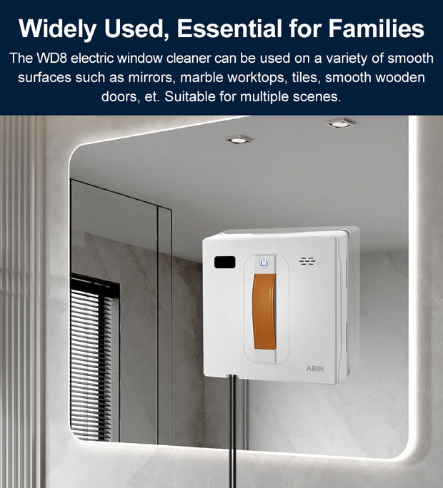 Window Vacuum Robot Cleaner ABIR WD8, Dual Ultrasonic Spray, AI intelligent Wipping, Updated Laser,Smart Home Glass Wall Washing