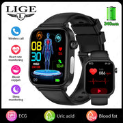 LIGE 2025 New ECG+PPG AI Healthy Diagnose Smart Watch Men Women Blood Lipid Uric Acid Female Menstrual Health Tracker Smartwatch