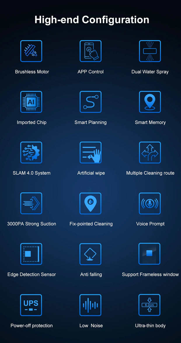 Window Vacuum Robot Cleaner ABIR WD8, Dual Ultrasonic Spray, AI intelligent Wipping, Updated Laser,Smart Home Glass Wall Washing