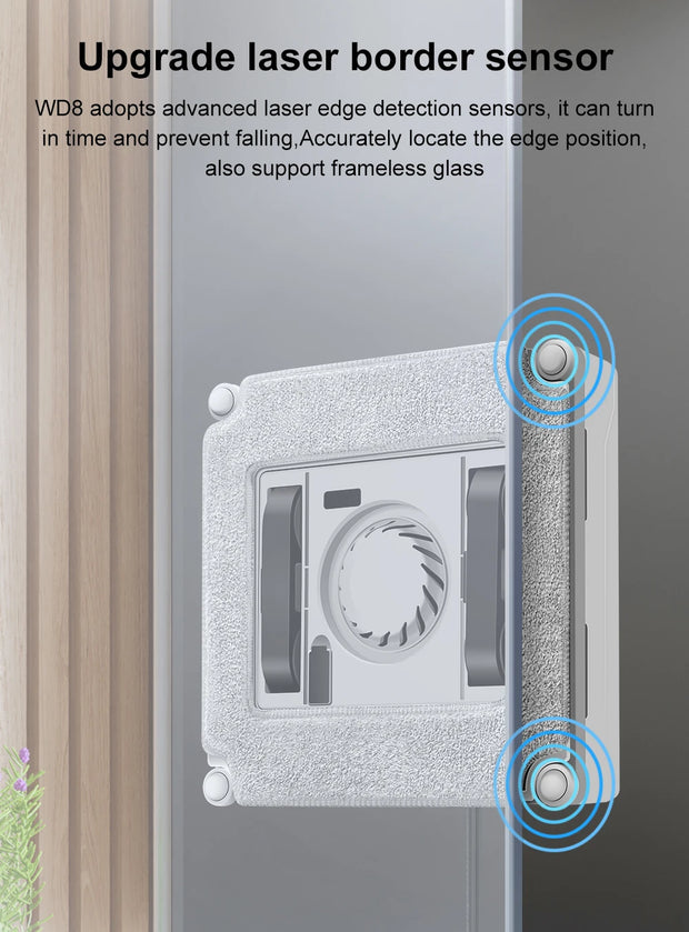 Window Vacuum Robot Cleaner ABIR WD8, Dual Ultrasonic Spray, AI intelligent Wipping, Updated Laser,Smart Home Glass Wall Washing