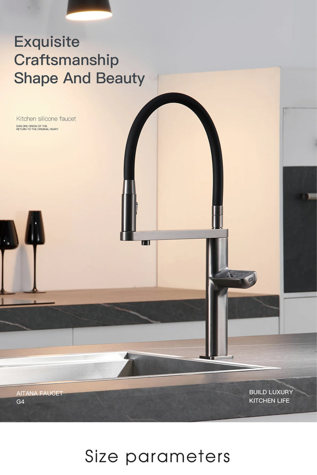 Luxury gun gray kitchen faucet intelligent touch digital display design Dual control cold & hot filtering water sensing sink Tap